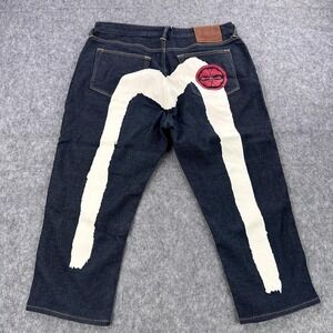 Evisu Jeans Mens 33x22 Blue Red Daicock Seagull Selvedge Denim Straight Osaka